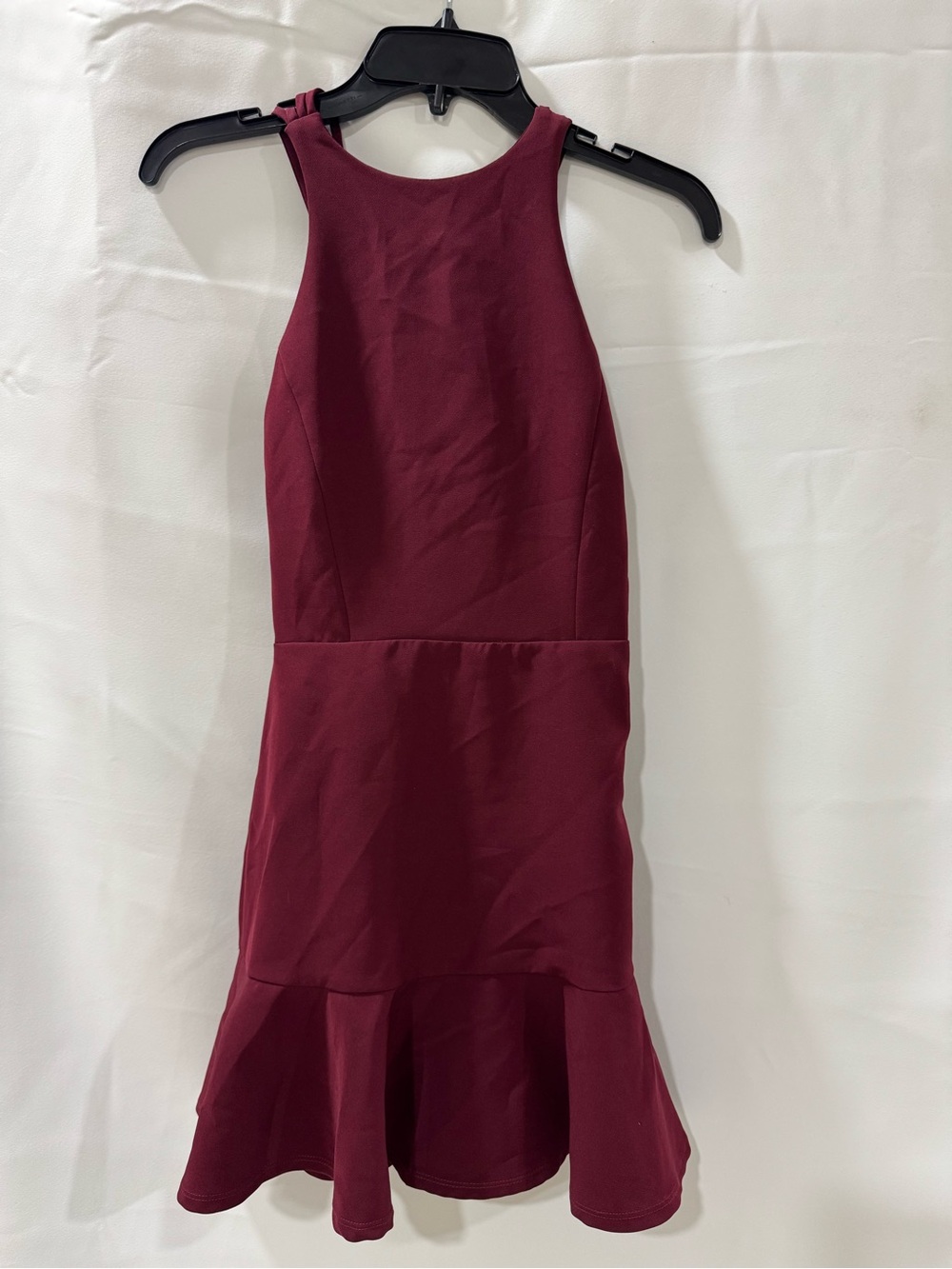 NBD Sleeveless Halter Midi Dress in Burgundy
